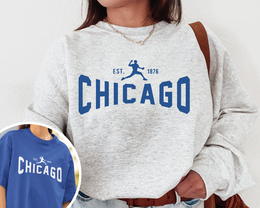 Chicago Cubs Vintage Crewneck Sweatshirt Womens Retro Game Day T-Shirt