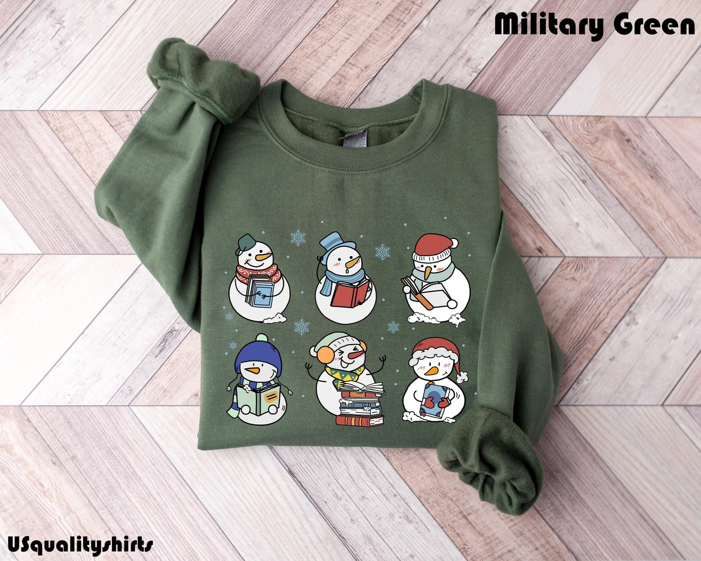 Bookish Christmas Shirt - Librarian Snowman Reading Books