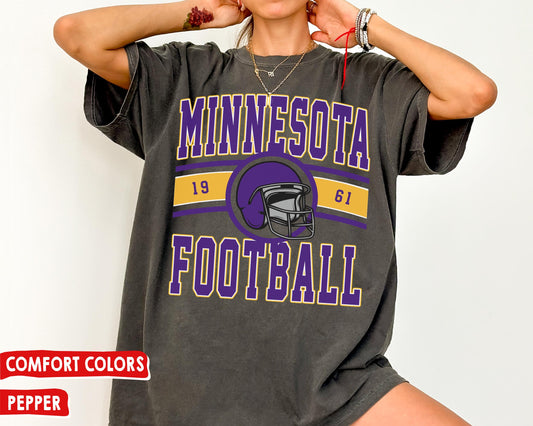 Comfort Colors Vintage Minnesota Football T-Shirt, Retro Vikings Fan Gift