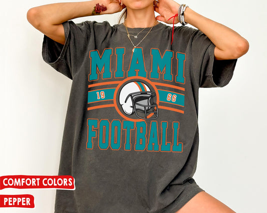 Comfort Colors Vintage Miami Football T-Shirt, Retro Dolphins Fan Tee