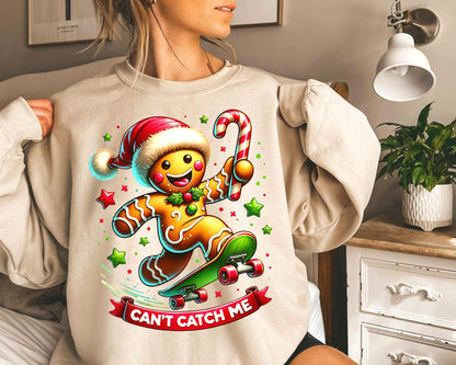 Can'T Catch Me Gingerbread Retro Christmas Shirt Sublimation