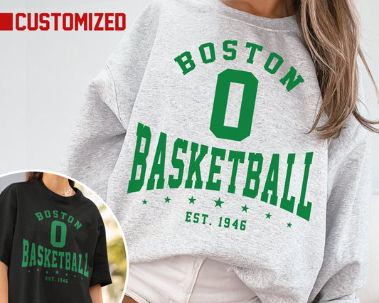 Customized Boston Celtics Crewneck Sweatshirt, Vintage Basketball T-Shirt