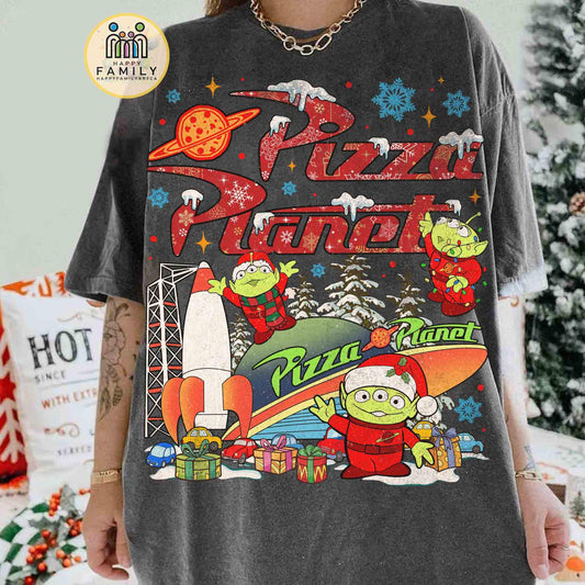 Retro Toy Story Pizza Planet Christmas Shirt Family Gift