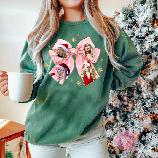 Merry Swiftmas Coquette Bow Shirt - Cozy Winter Apparel