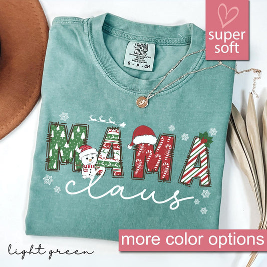 Comfort Colors Christmas Mama Shirt  Holiday Mom Tee