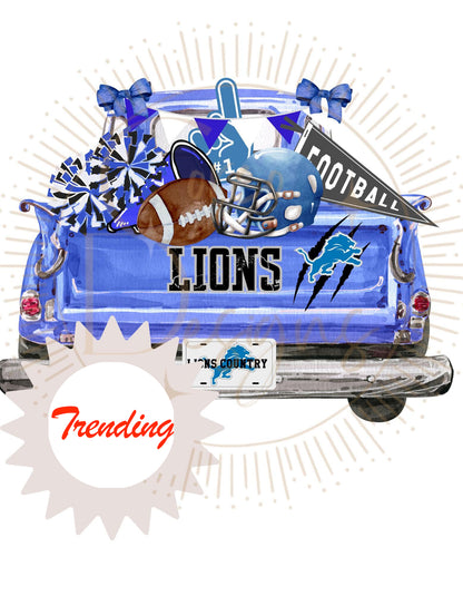 Vintage Truck Lions Football Cheer Design Download