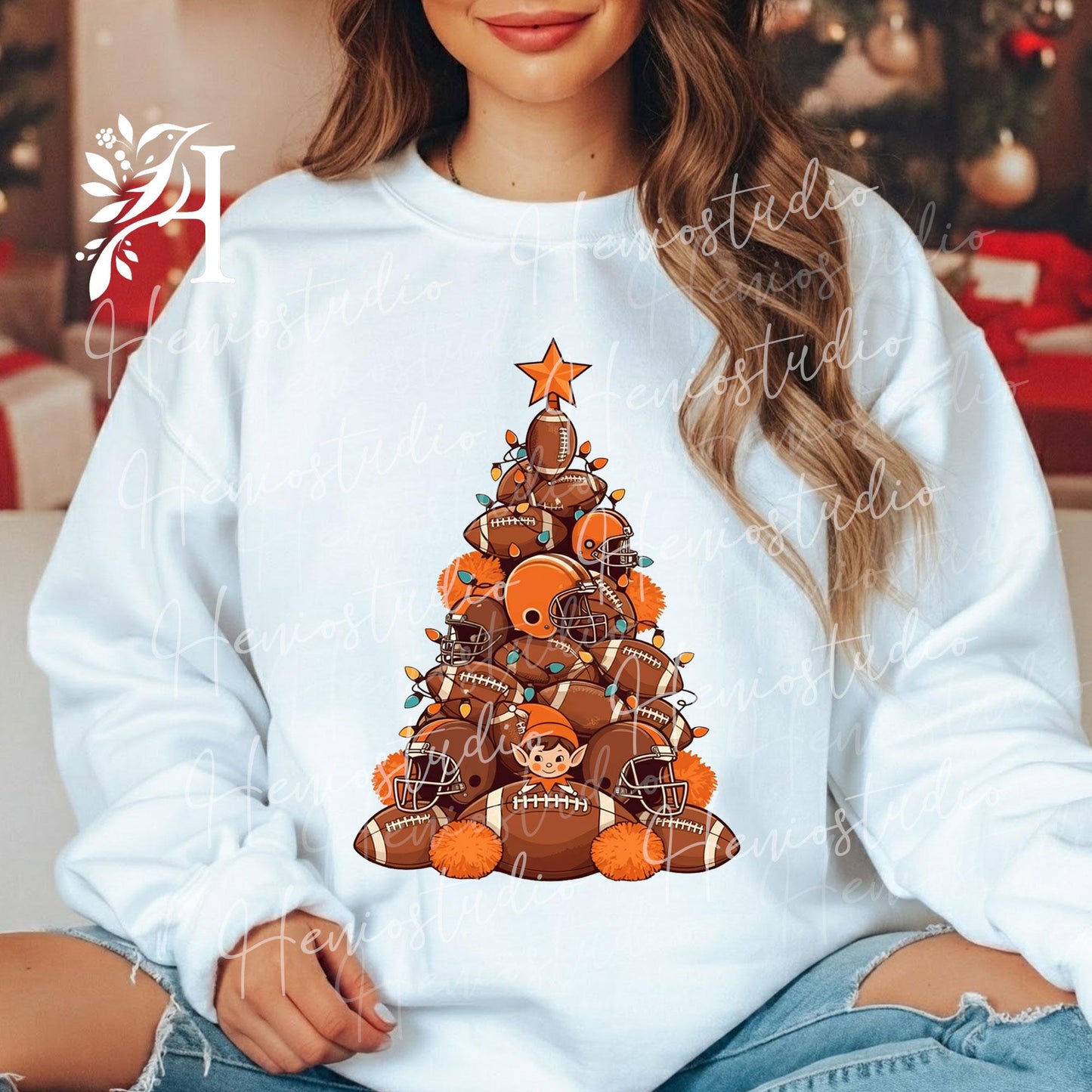 Christmas Football Tree Sweatshirt - Custom Mascot Hoodie