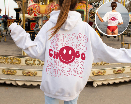 Chicago Smiley Face Hoodie - Emoji Crewneck Sweatshirt For Casual Style