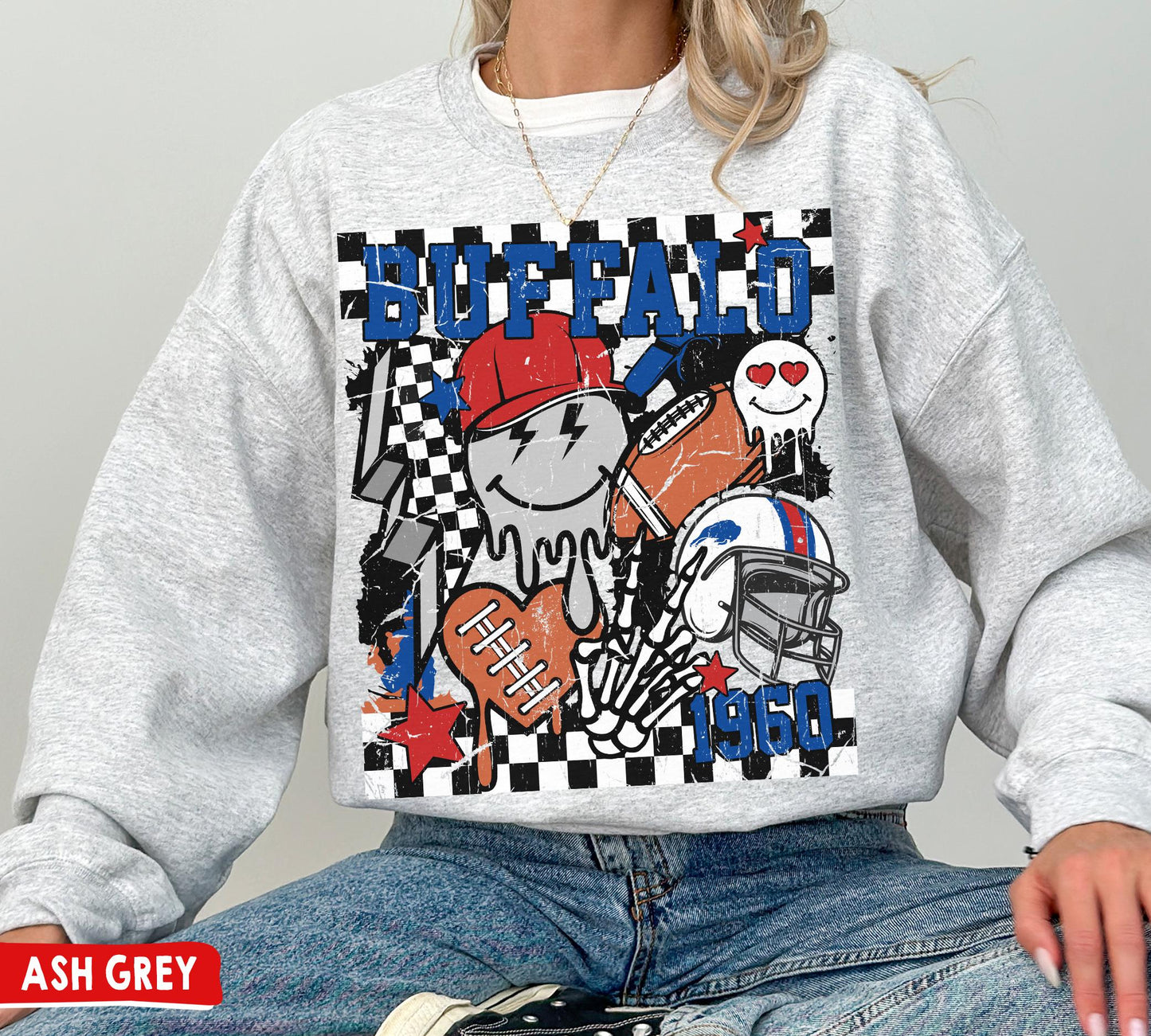 Buffalo Football Crewneck Sweatshirt - Retro Groovy Bills Fans Gift