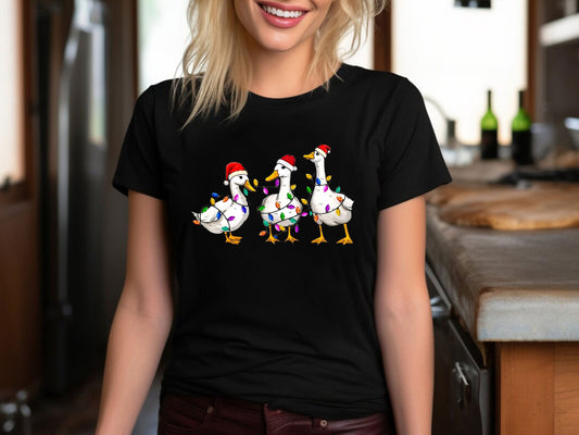 Merry Christmas Santa Reindeer Shirt - Cute Holiday Tee