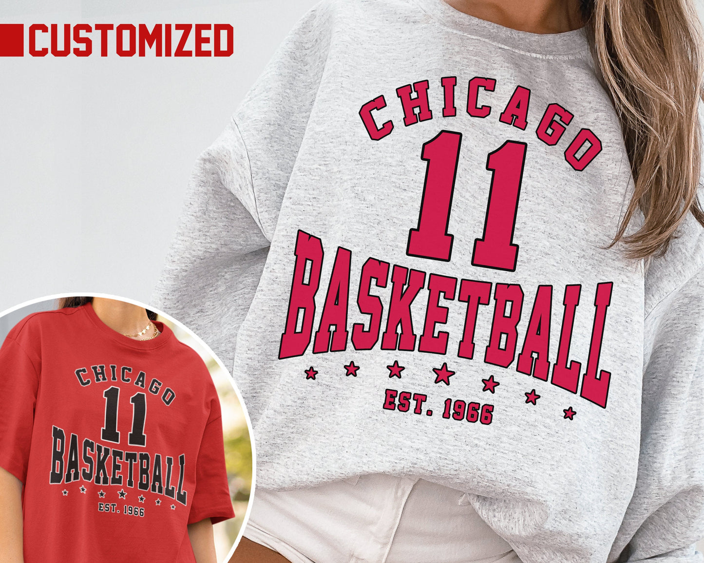 Customized Chicago Bulls Crewneck Sweatshirt Vintage Basketball Shirt