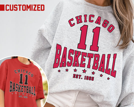 Customized Chicago Bulls Crewneck Sweatshirt Vintage Basketball Shirt