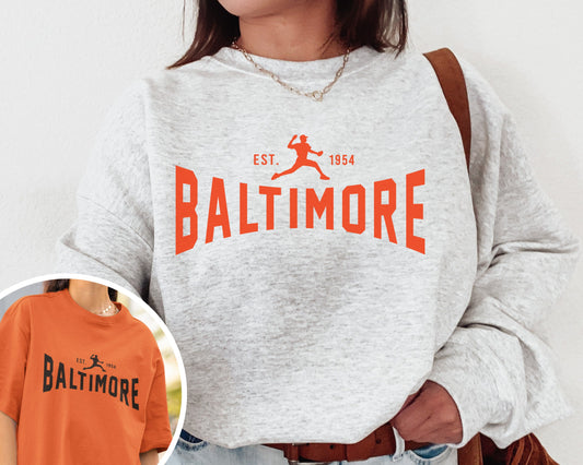 Baltimore Oriole Crewneck Sweatshirt T-Shirt - Vintage Retro Women'S Shirt