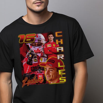 Charles Leclerc Y2K F1 Graphic Tee - Retro Racing Fan Shirt