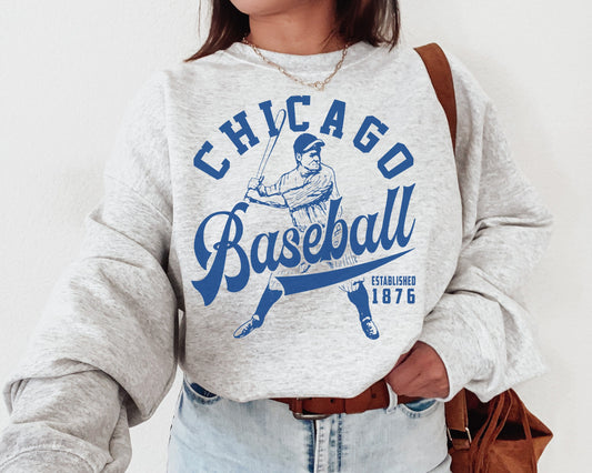 Chicago Cubs Est 1876 Vintage Retro Crewneck Sweatshirt, Baseball Tee