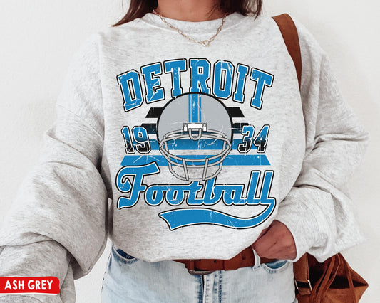 Detroit Football Game Day Vintage Lions Crewneck Sweatshirt