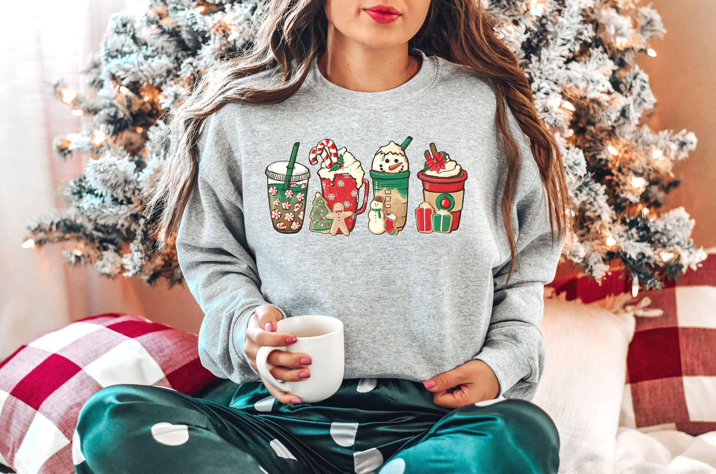 Christmas Coffee Lover Sweatshirt - Winter Snowman Latte