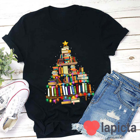 Book Christmas Tree Teacher T-Shirt - Teacher'S Day Gift