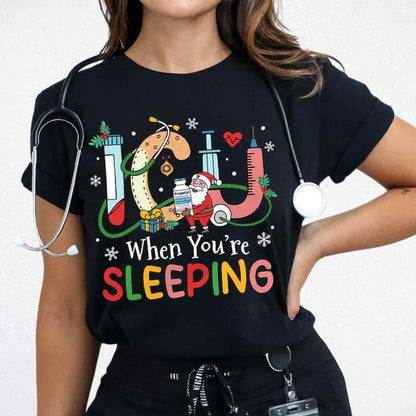 Christmas Nurse Shirt - Icu Nurse Crew Christmas Vibes Tee