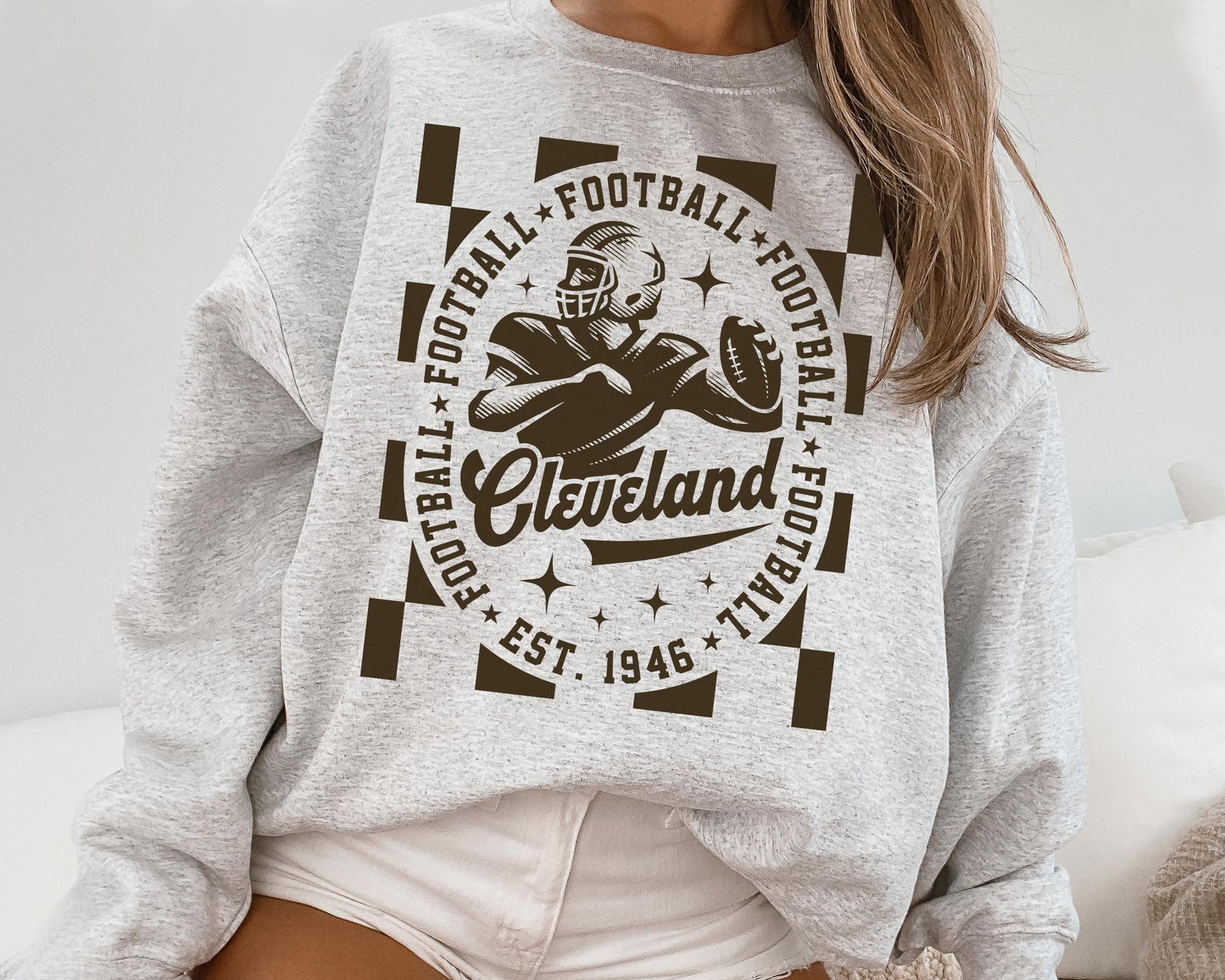 Cleveland Browns Football Vintage Style Crewneck Sweatshirt T-Shirt