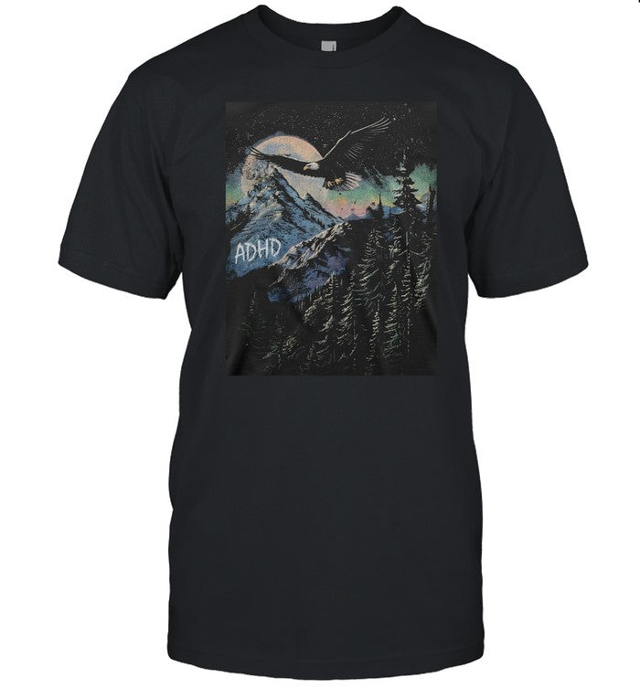 Adhd Eagle Soaring Through The Glowing Night Sky Tee