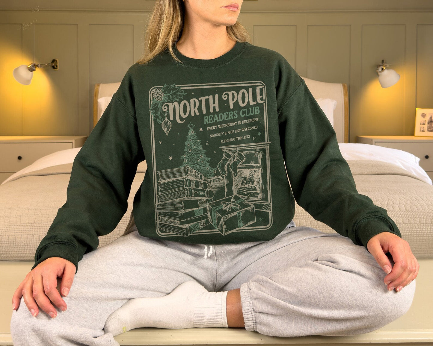 Bookish Christmas Sweatshirt North Pole Book Club Hoodie