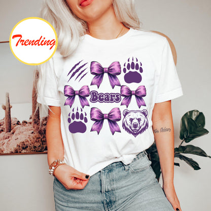 Custom Bears Coquette Bows Sports Mascot Clipart