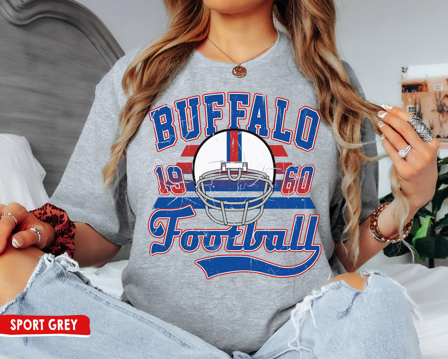 Buffalo Bill Football Crewneck Sweatshirt - Vintage Retro Bills Gifts