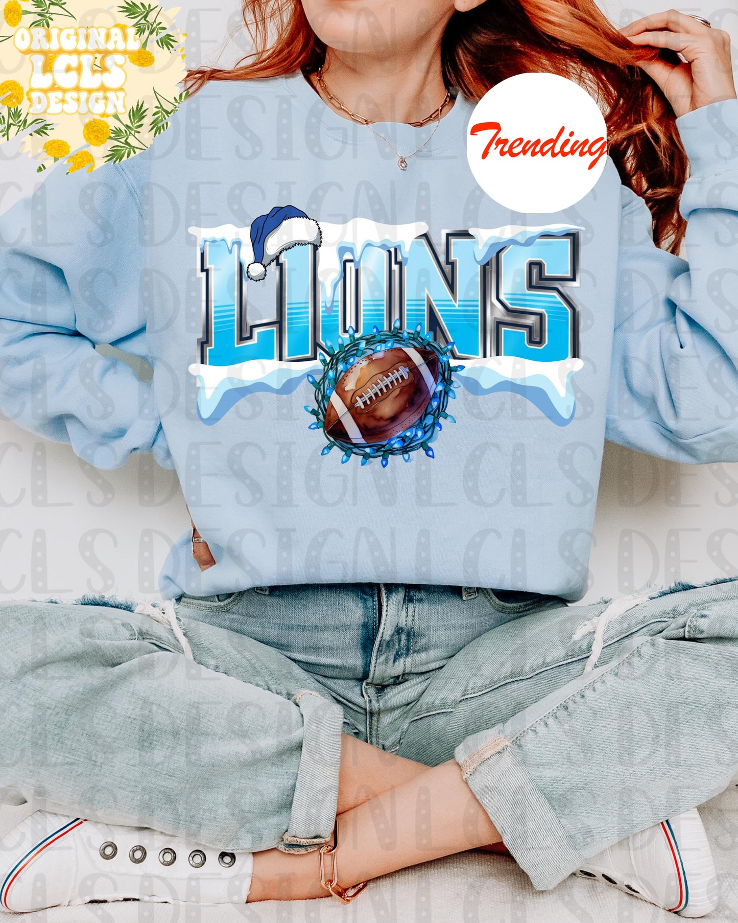 Christmas Lions Football Shirt - Go Lions Xmas Wreath Style