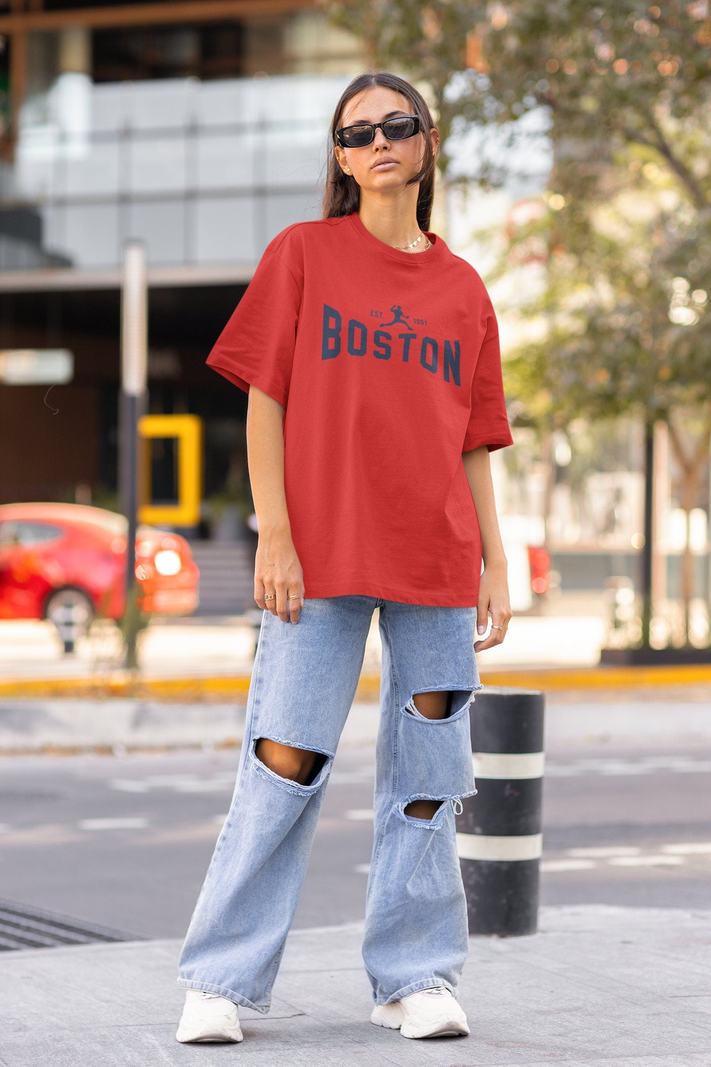 Boston Red Sox Crewneck Sweatshirt T-Shirt Vintage Retro Womens Shirt