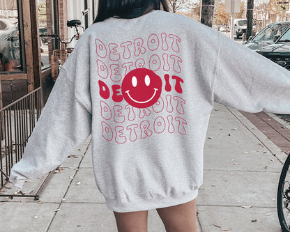 Detroit Shirt Smiley Face Hoodie Emoji Crewneck Sweatshirt Collection