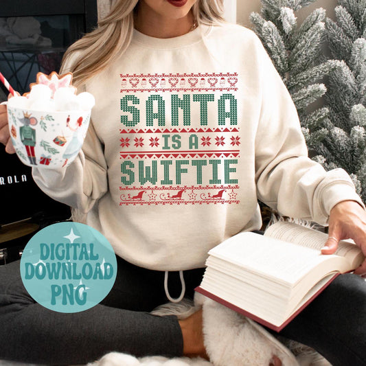 Santa Is A Swiftie Christmas Sweater - Trendy Holiday