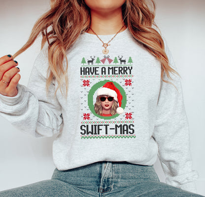 Merry Swiftmas Eras Ugly Christmas Sweatshirt