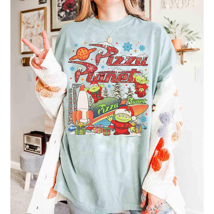 Retro Toy Story Pizza Planet Christmas Shirt Family Gift