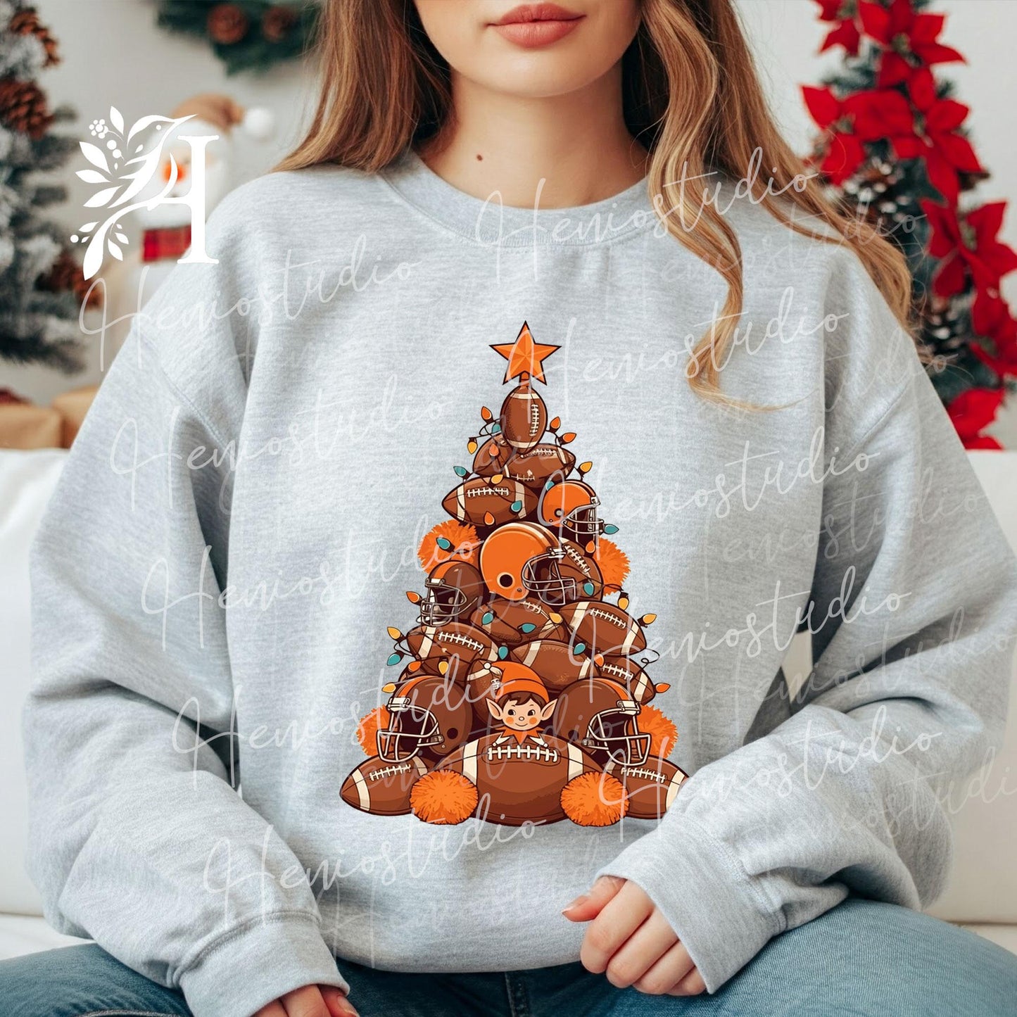 Christmas Football Tree Sweatshirt - Custom Mascot Hoodie