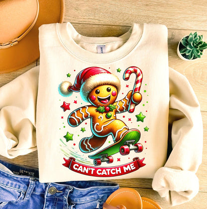 Can'T Catch Me Gingerbread Retro Christmas Shirt Sublimation