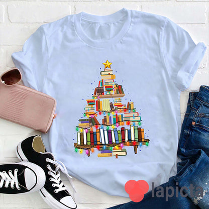 Book Christmas Tree Teacher T-Shirt - Teacher'S Day Gift