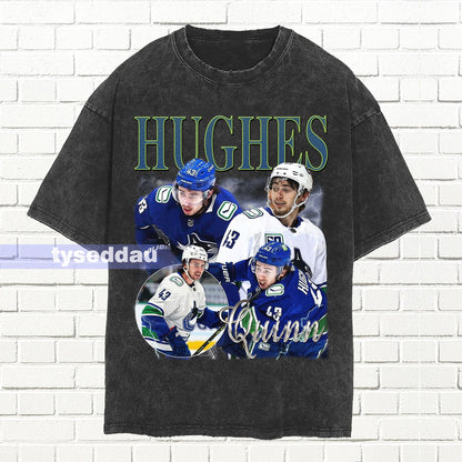 Quinn Hughes Retro 90S Bootleg Hoodie, Ice Hockey Gift