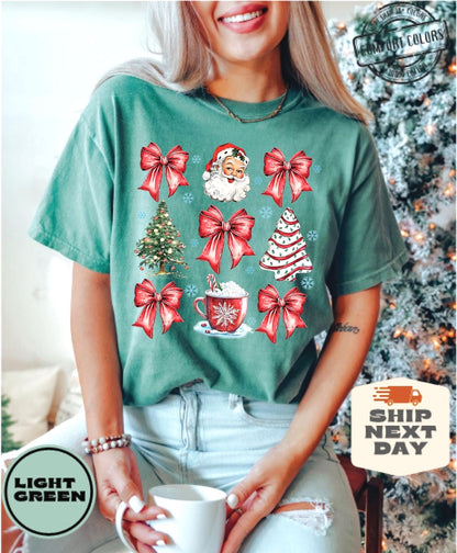 Christmas Coquette Bow Comfort Colors - Cute Holiday Shirt