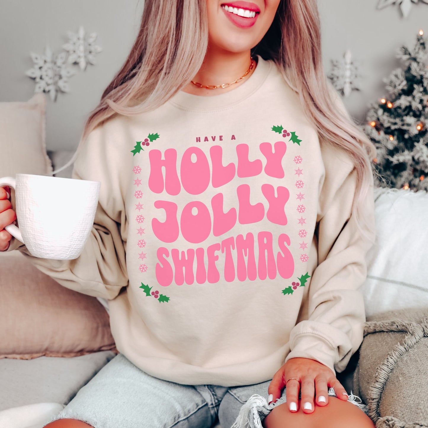 Swiftmas Era Retro Christmas Oversized Crewneck Sweatshirt