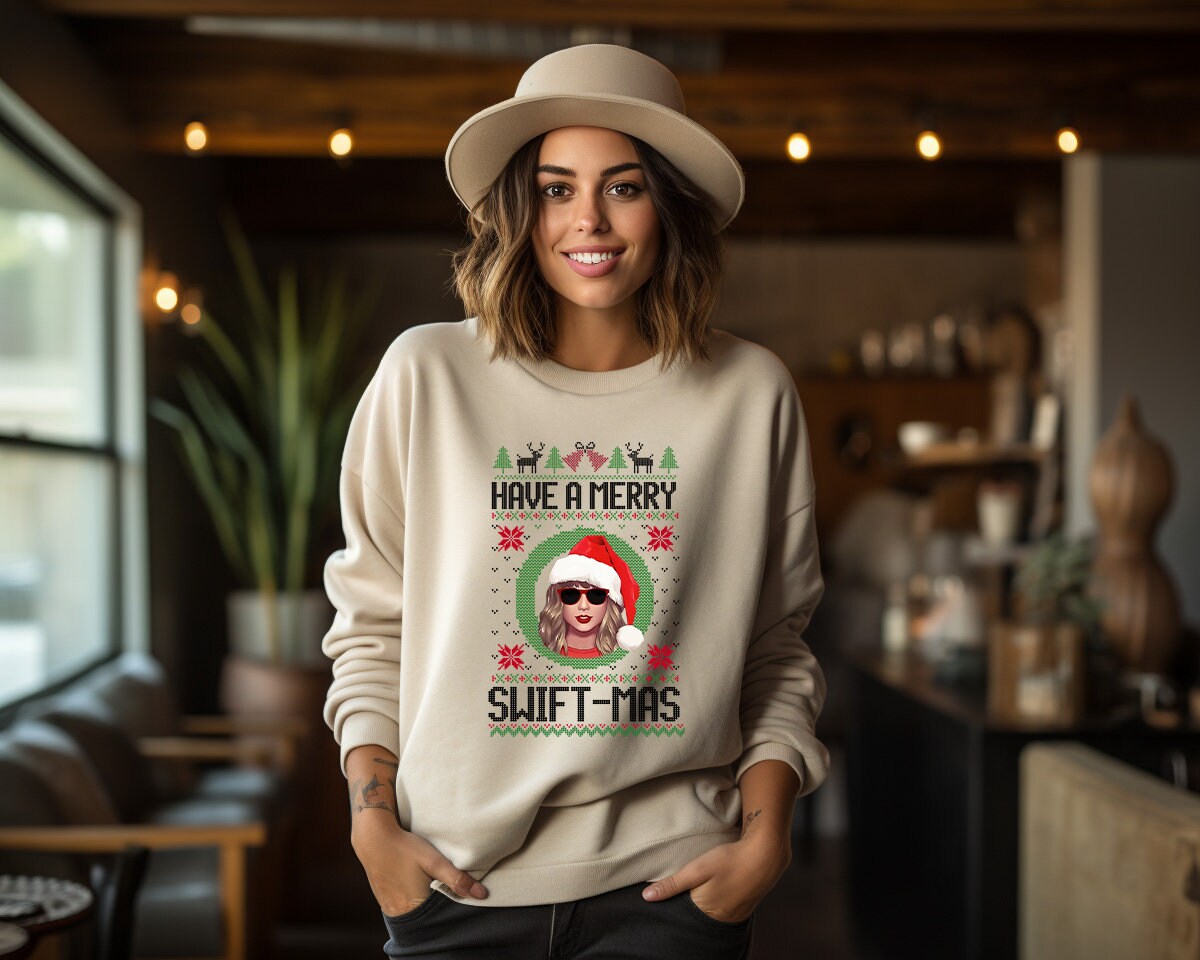 Merry Swiftmas Eras Ugly Christmas Sweatshirt