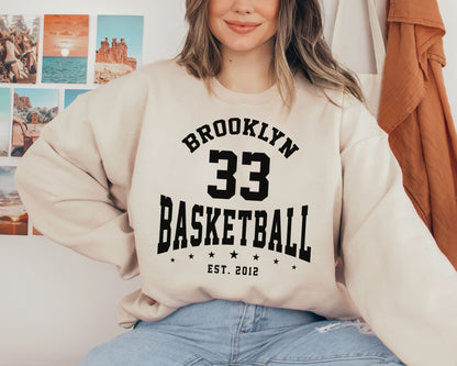 Customized Brooklyn Nets Crewneck Sweatshirt, Vintage Basketball Shirt