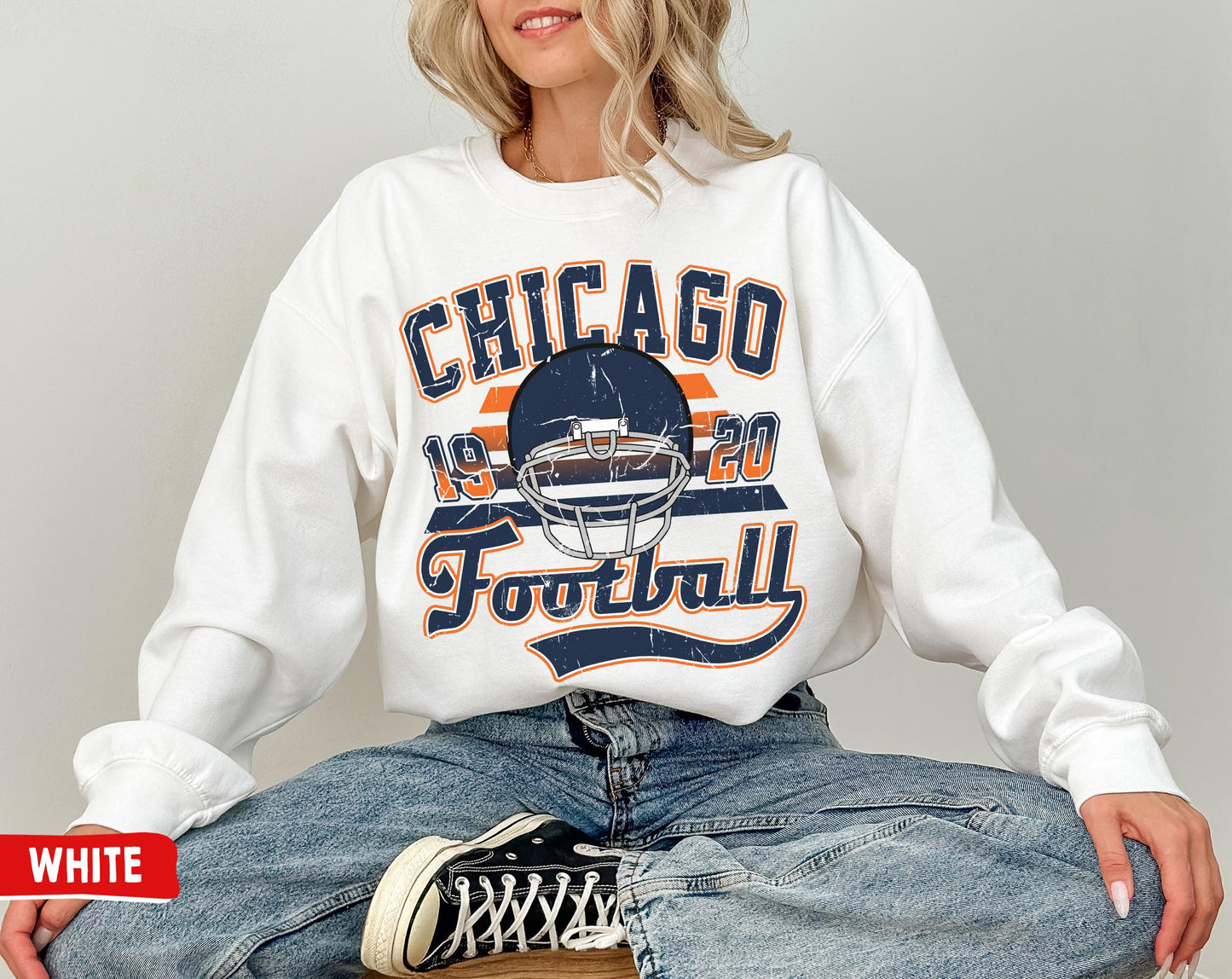 Chicago Football Crewneck Sweatshirt - Vintage Bears Game Day Shirt