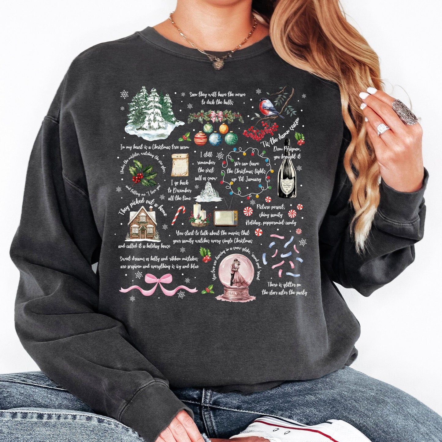 Christmas Song Lyrics Sweatshirt  Cozy Fall Apparel Shirt