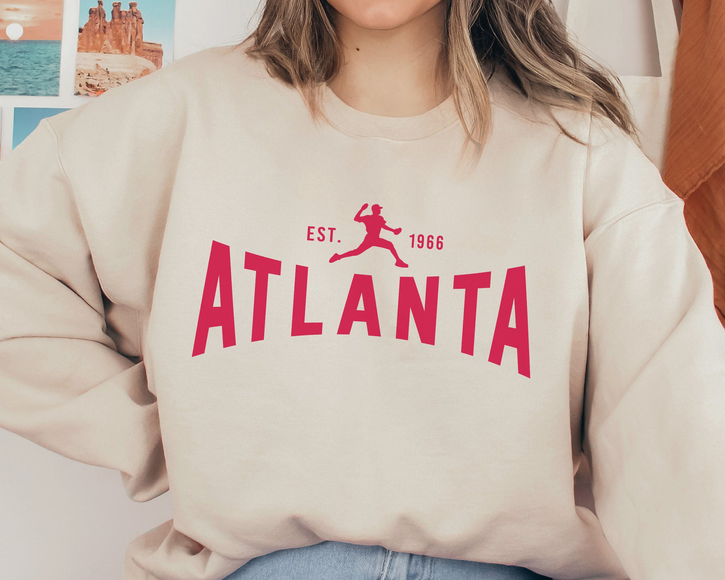 Atlanta Braves Vintage Crewneck Sweatshirt T-Shirt Women'S Retro Shirt