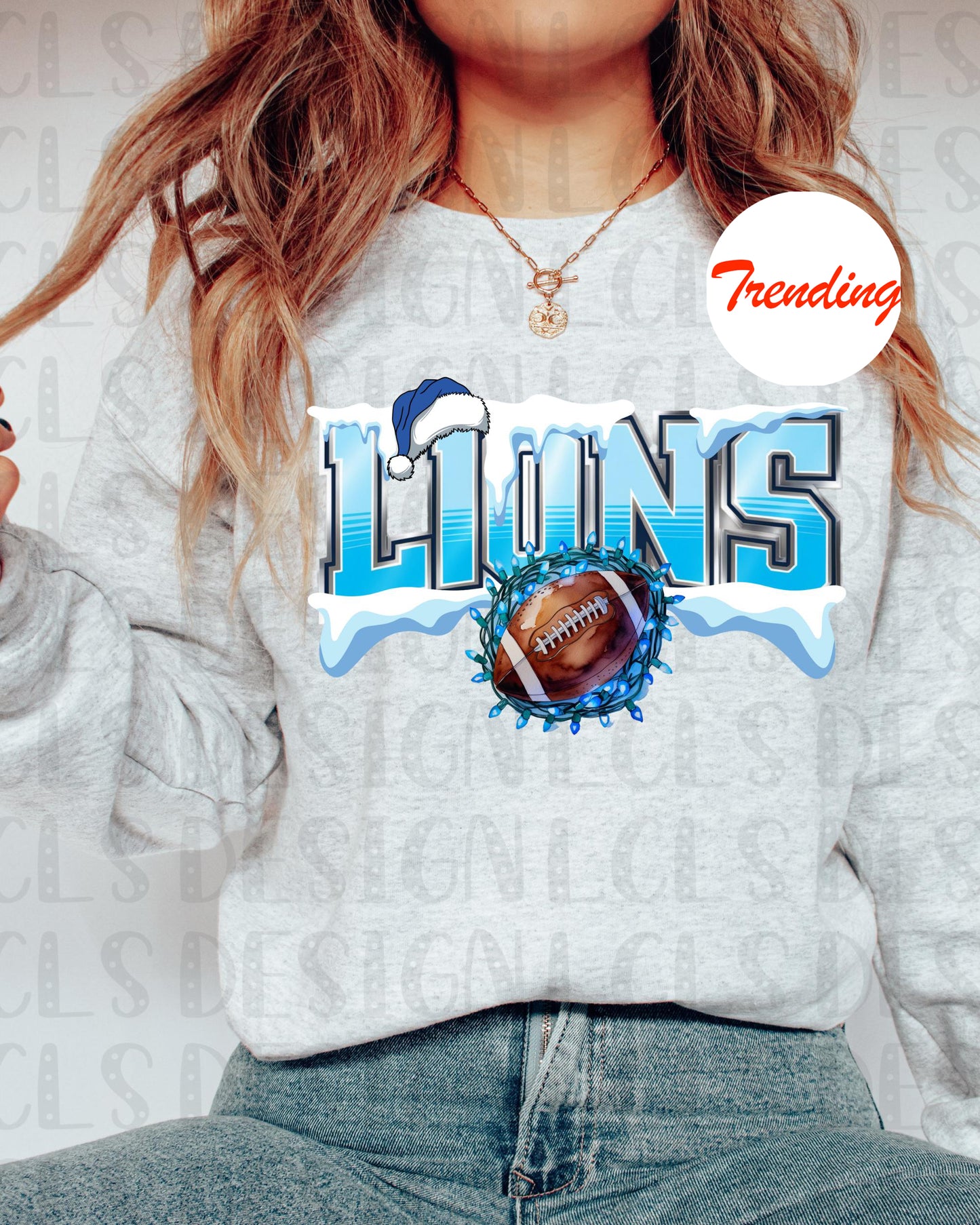 Christmas Lions Football Shirt - Go Lions Xmas Wreath Style