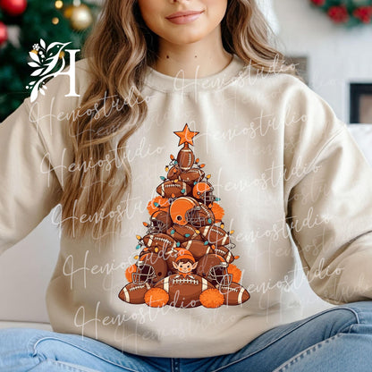 Christmas Football Tree Sweatshirt - Custom Mascot Hoodie