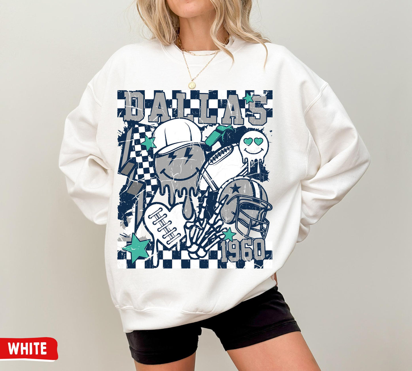 Dallas Football Crewneck Sweatshirt - Retro Groovy Cowboy Fan Gift