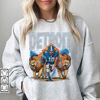 Detroit Football Skull Retro Vintage Lions Player