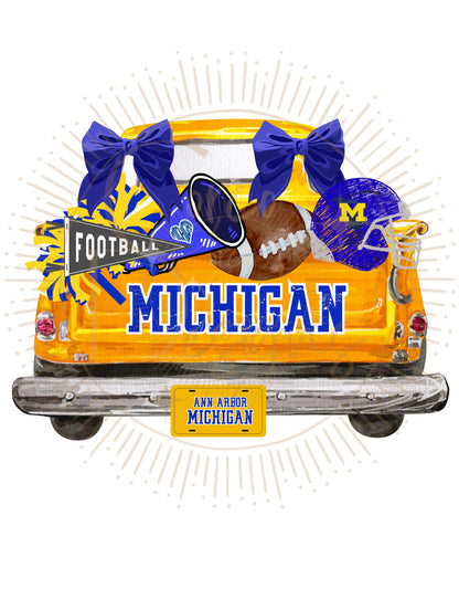 Vintage Truck Michigan Football Cheer Spirit Wear Design